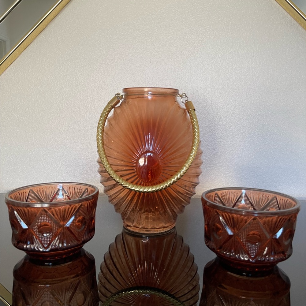 Vintage Glass Art Deco Vase with bowls